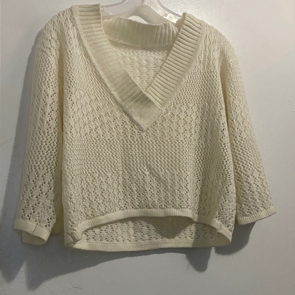 Elegant Cream V-Neck Sweater